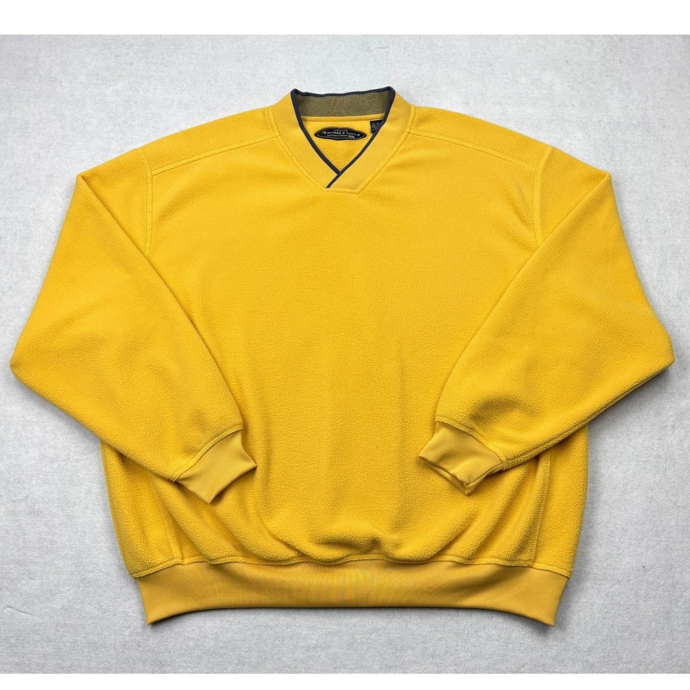 Page & Tuttle Golf Fleece Pullover Mens XL Yellow Crossover V-Neck Sweatshirt